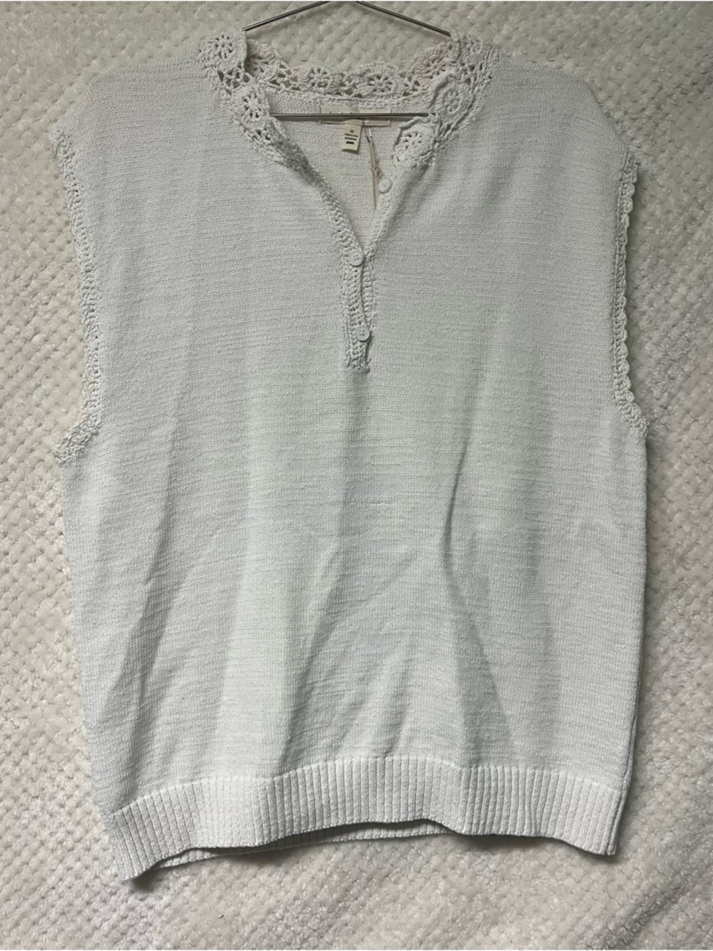Grade and Gather Bentley Trim Sweater Top Sleeveless Cotton Crochet Medium NWT